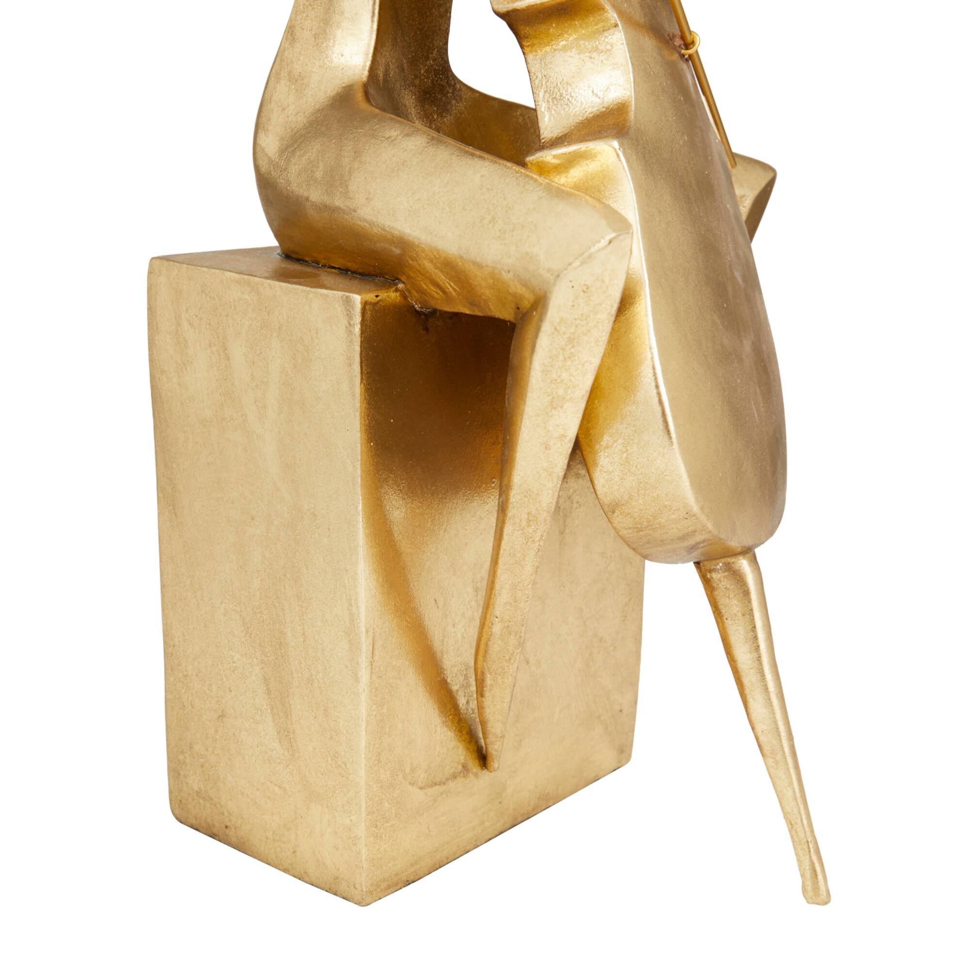 Gold Polystone Contemporary Sculpture, 17" x 12" x 7"
